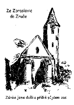 Pozdrav s kresbou kostela ve Zbraslavicích.